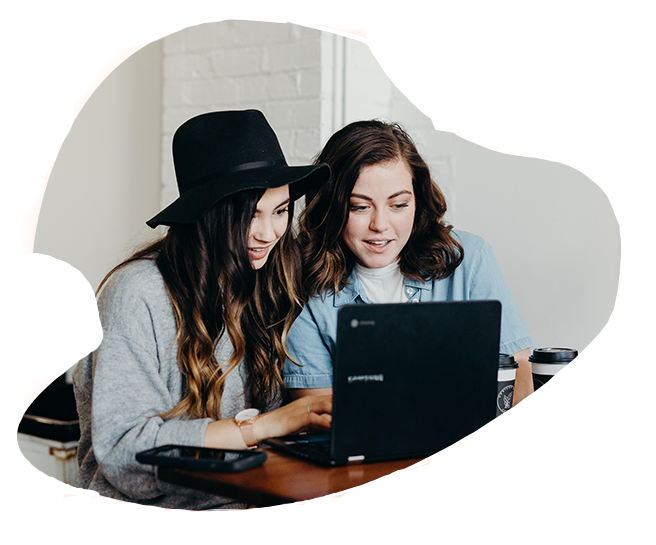 Two Girls working together